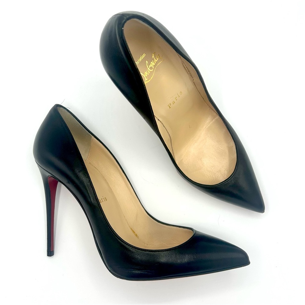 Christian Louboutin Pigalle 100 Heels Stilettos Black Leather 39